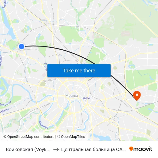Войковская (Voykovskaya) to Центральная больница ОАО "РЖД" #4 map