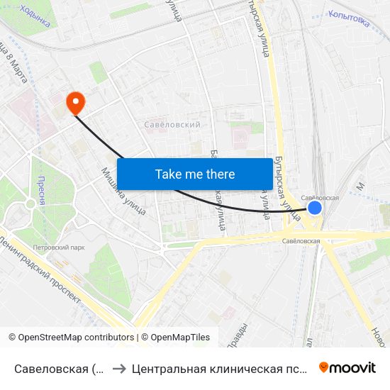 Савеловская (Savelovskaya) to Центральная клиническая психиатрическая больница map