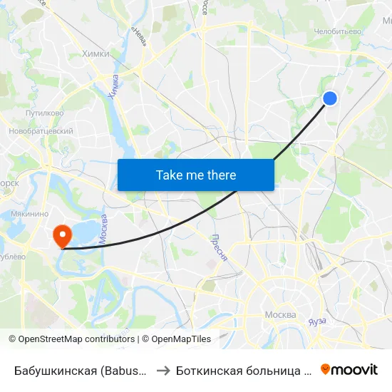 Бабушкинская (Babushkinskaya) to Боткинская больница Корпус 11 map
