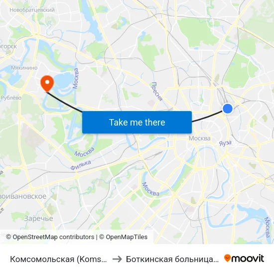 Комсомольская (Komsomolskaya) to Боткинская больница Корпус 11 map