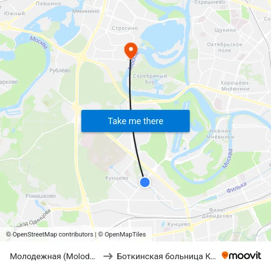 Молодежная (Molodezhnaya) to Боткинская больница Корпус 11 map