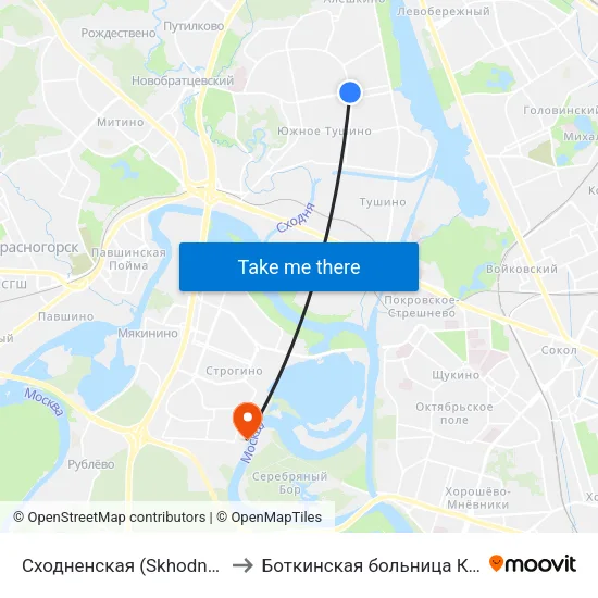 Сходненская (Skhodnenskaya) to Боткинская больница Корпус 11 map