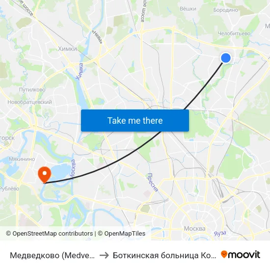 Медведково (Medvedkovo) to Боткинская больница Корпус 11 map