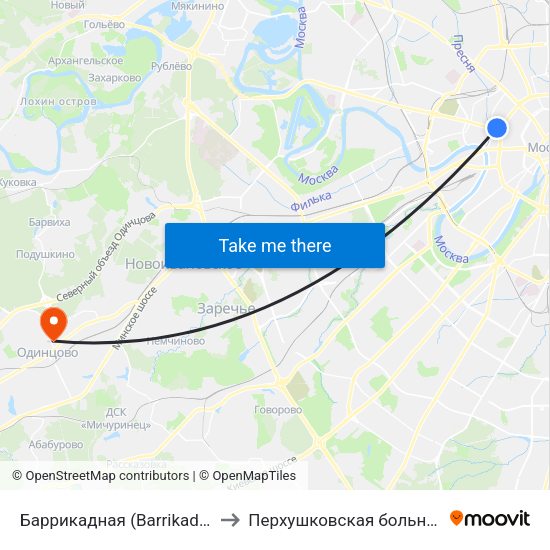 Баррикадная (Barrikadnaya) to Перхушковская больница 2 map