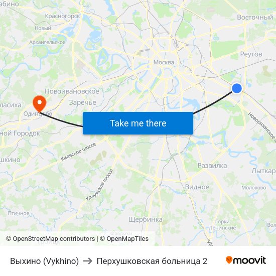 Выхино (Vykhino) to Перхушковская больница 2 map