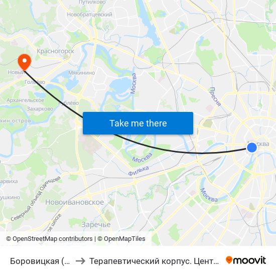 Боровицкая (Borovitskaya) to Терапевтический корпус. Центр кардиохирургии 3 ЦВКГ. map