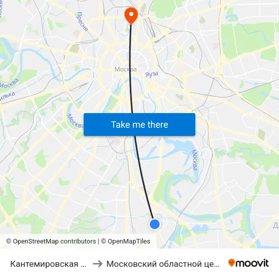 Кантемировская (Kantemirovskaya) to Московский областной центр по борьбе со СПИДом map