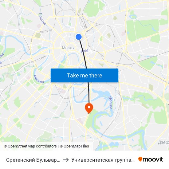 Сретенский Бульвар (Sretinsky Bulvar) to Университетская группа клиник "Я здорова!" map