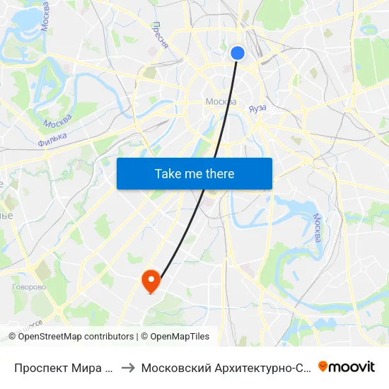 Проспект Мира (Prospekt Mira) to Московский Архитектурно-Строительный Институт map