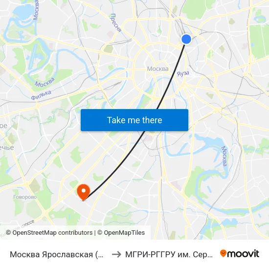 Москва Ярославская (Yaroslavsky Station) to МГРИ-РГГРУ им. Серго Орджоникидзе map