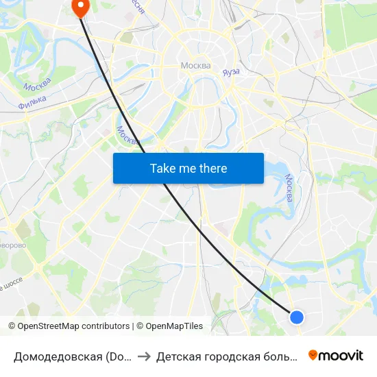 Домодедовская (Domodedovskaya) to Детская городская больница им. Филатова map