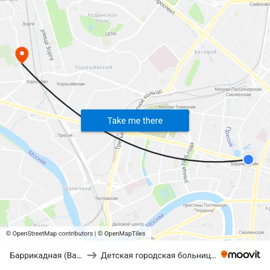 Баррикадная (Barrikadnaya) to Детская городская больница им. Филатова map
