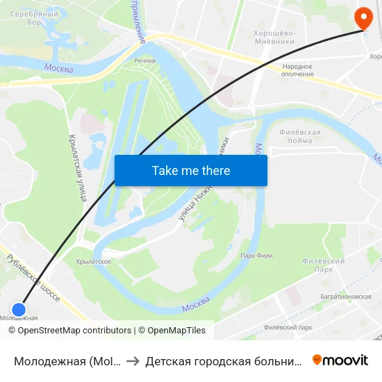 Молодежная (Molodezhnaya) to Детская городская больница им. Филатова map