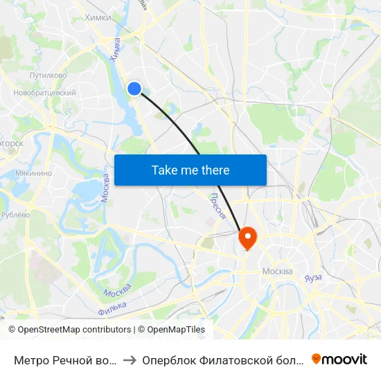 Метро Речной вокзал to Оперблок Филатовской больницы map