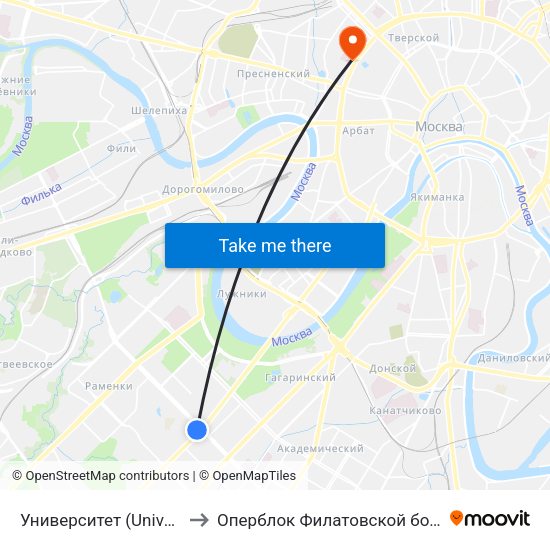 Университет (Universitet) to Оперблок Филатовской больницы map