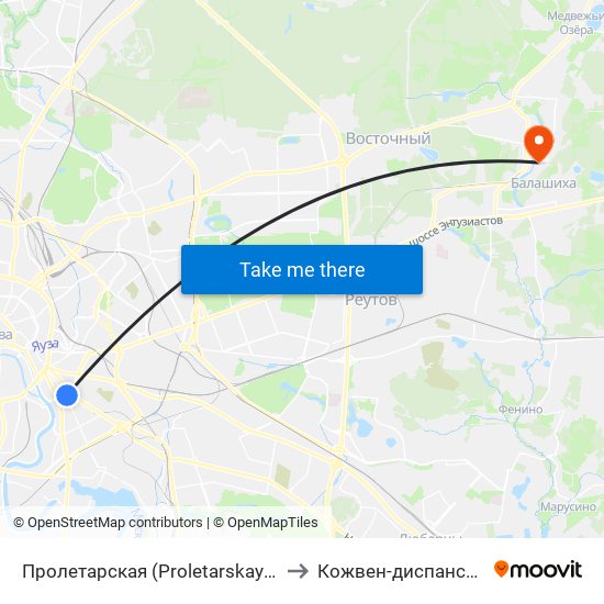 Пролетарская (Proletarskaya) to Кожвен-диспансер map