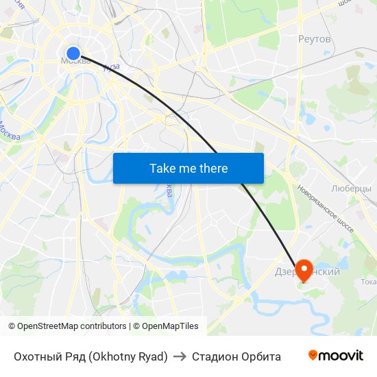 Охотный Ряд (Okhotny Ryad) to Стадион Орбита map