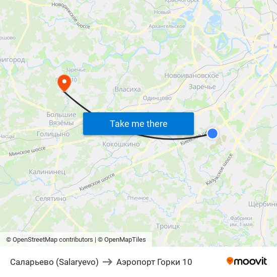 Саларьево (Salaryevo) to Аэропорт Горки 10 map