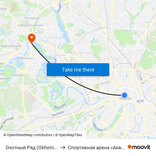 Охотный Ряд (Okhotny Ryad) to Спортивная арена «Аквариум» map