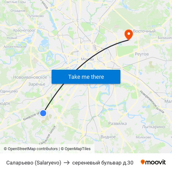 Саларьево (Salaryevo) to сереневый бульвар д.30 map