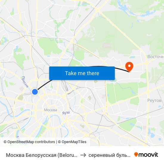 Москва Белорусская (Belorussky Station) to сереневый бульвар д.30 map