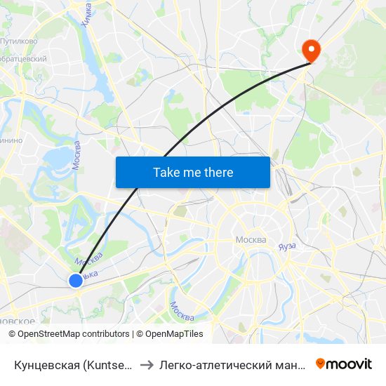 Кунцевская (Kuntsevskaya) to Легко-атлетический манеж МГСУ map