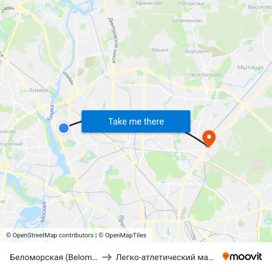 Беломорская (Belomorskaya) to Легко-атлетический манеж МГСУ map