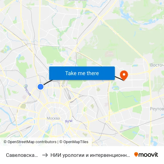 Савеловская (Savelovskaya) to НИИ урологии и интервенционной радиологии им. Н.А. Лопаткина map