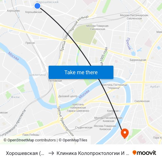 Хорошевская (Khoroshevskaya) to Клиника Колопроктологии И Малоинвазивной Хирургии map