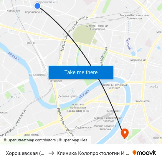 Хорошевская (Khoroshevskaya) to Клиника Колопроктологии И Малоинвазивной Хирургии map