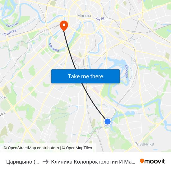 Царицыно (Tsaritsyno) to Клиника Колопроктологии И Малоинвазивной Хирургии map