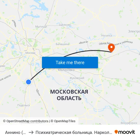Аннино (Annino) to Психиатрическая больница. Наркологический диспансер map