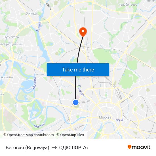 Беговая (Begovaya) to СДЮШОР 76 map