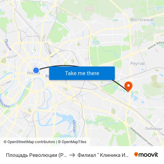 Площадь Революции (Ploschad Revolyutsii) to Филиал " Клиника  Им. В.г. Короленко" map