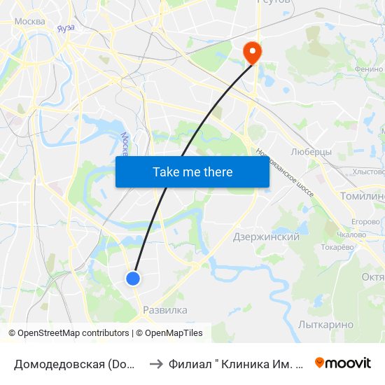 Домодедовская (Domodedovskaya) to Филиал " Клиника  Им. В.г. Короленко" map