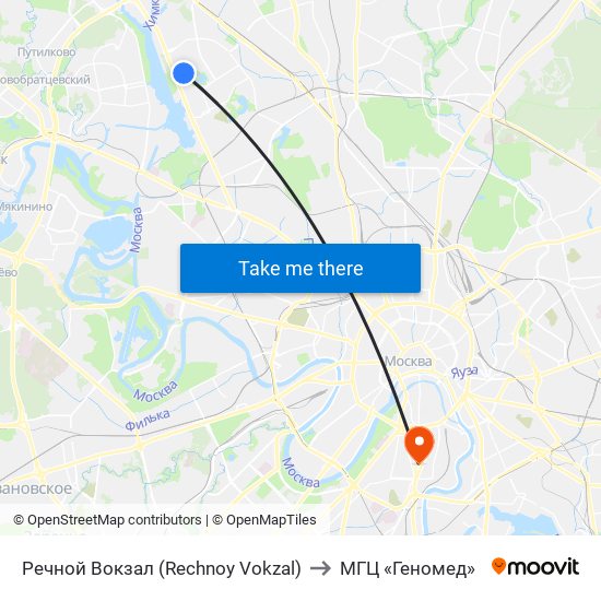 Речной Вокзал (Rechnoy Vokzal) to МГЦ «Геномед» map