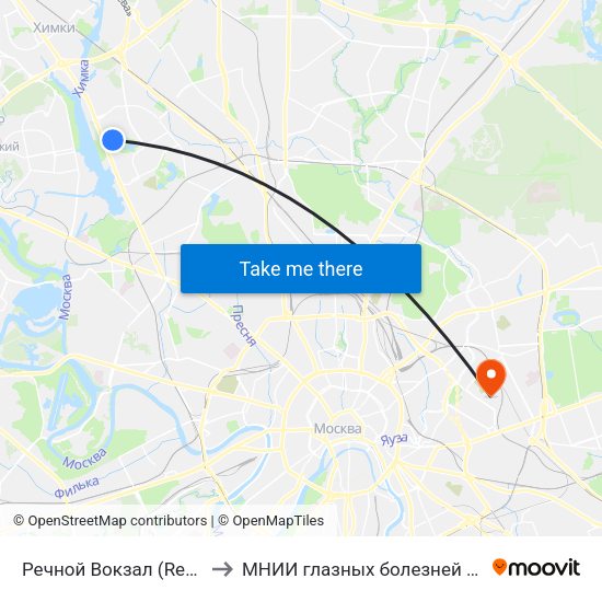 Речной Вокзал (Rechnoy Vokzal) to МНИИ глазных болезней им. Гельмгольца map