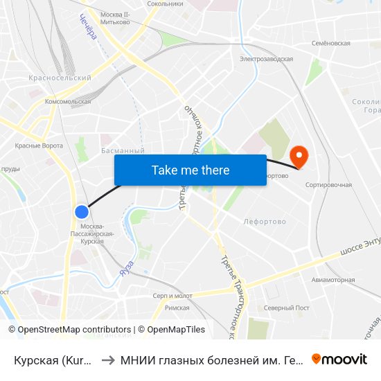 Курская (Kurskaya) to МНИИ глазных болезней им. Гельмгольца map