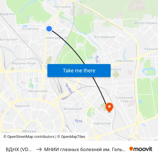 ВДНХ (VDNKh) to МНИИ глазных болезней им. Гельмгольца map