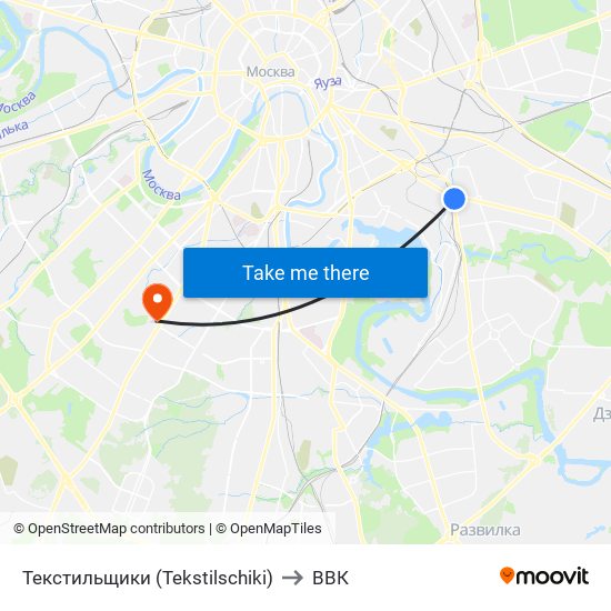 Текстильщики (Tekstilschiki) to ВВК map