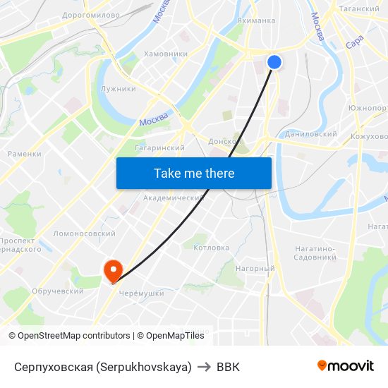 Серпуховская (Serpukhovskaya) to ВВК map