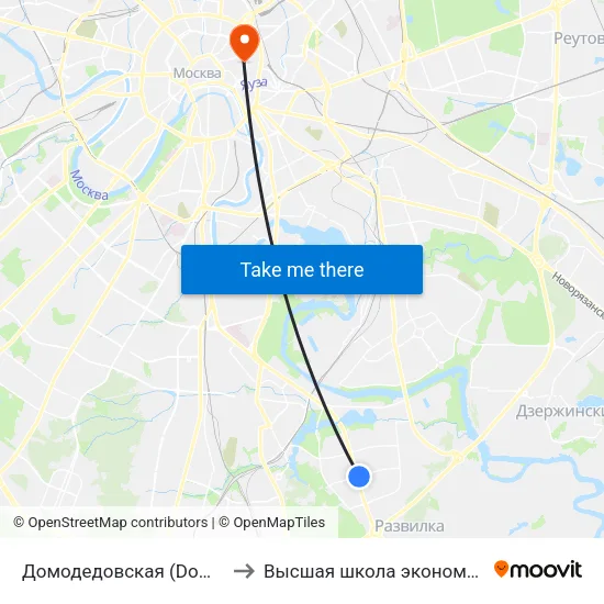 Домодедовская (Domodedovskaya) to Высшая школа экономики (НИУ ВШЭ) map