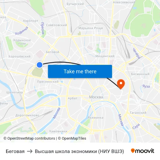 Беговая to Высшая школа экономики (НИУ ВШЭ) map
