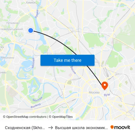 Сходненская (Skhodnenskaya) to Высшая школа экономики (НИУ ВШЭ) map