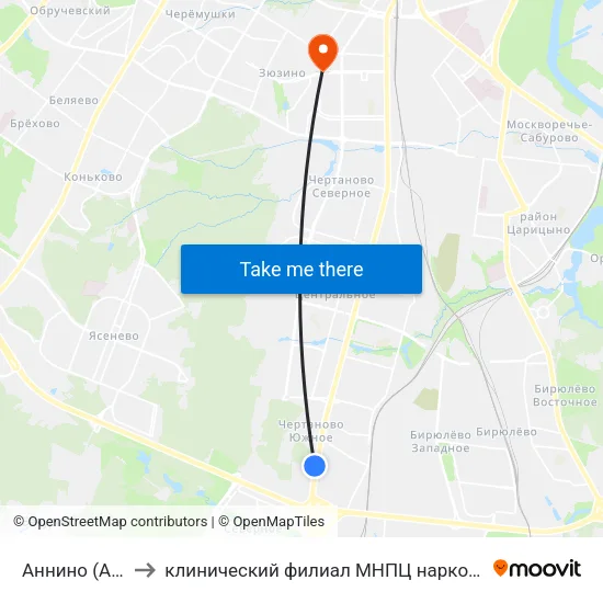 Аннино (Annino) to клинический филиал МНПЦ наркологии,5 корпус map