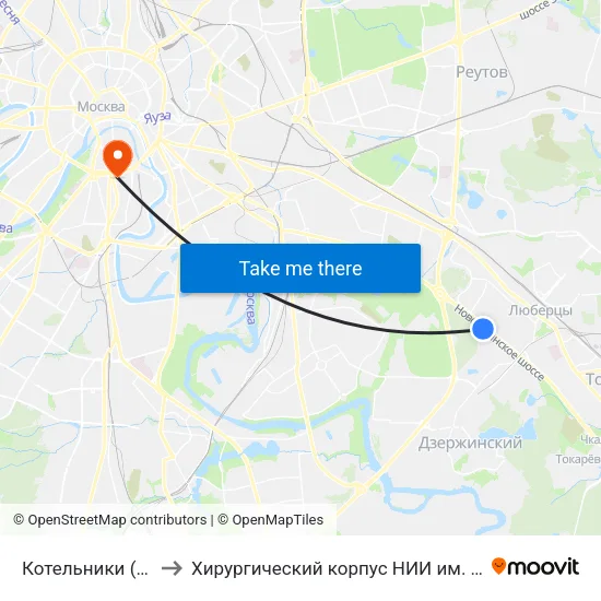Котельники (Kotelniki) to Хирургический корпус НИИ им. Склифосовского map