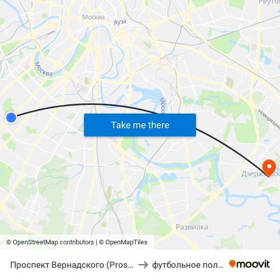 Проспект Вернадского (Prospekt Vernadskogo) to футбольное поле , школа#6 map