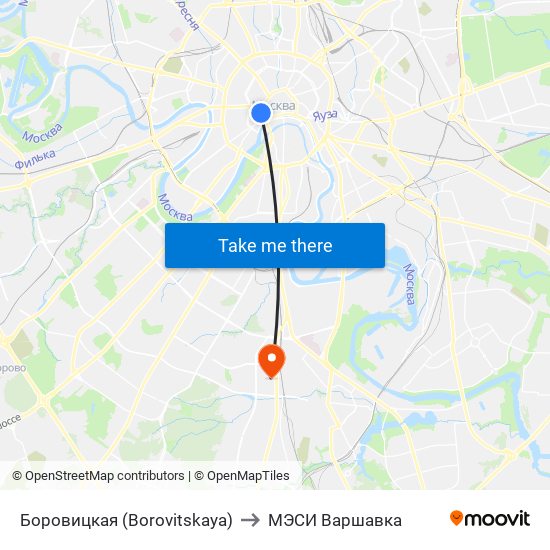 Боровицкая (Borovitskaya) to МЭСИ Варшавка map