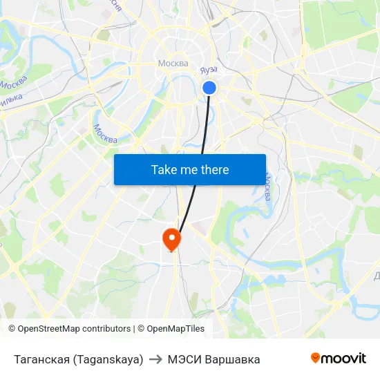 Таганская (Taganskaya) to МЭСИ Варшавка map