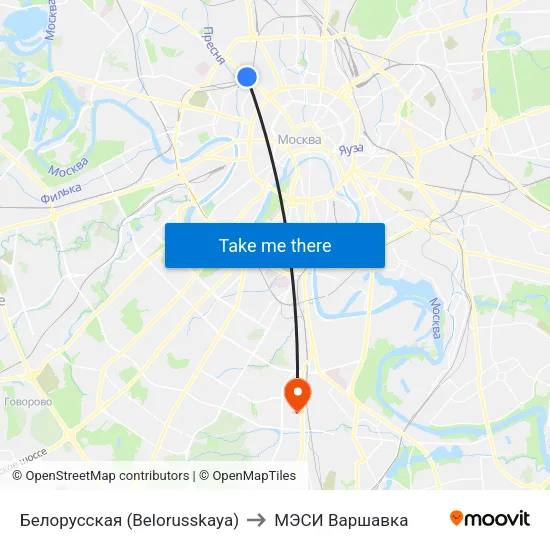 Белорусская (Belorusskaya) to МЭСИ Варшавка map
